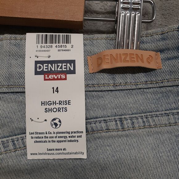 Levi's Denizen Distressed Cut Off Denim Shorts Stretch Blue Women Sz 14 NWT - Picture 5 of 10